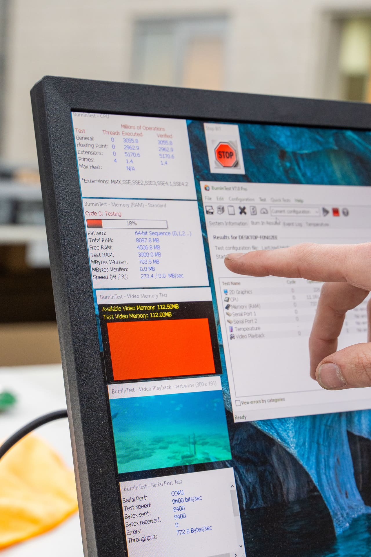 Monitor displaying diagnostic tests for network visibility and fixing problems in distributed environments.