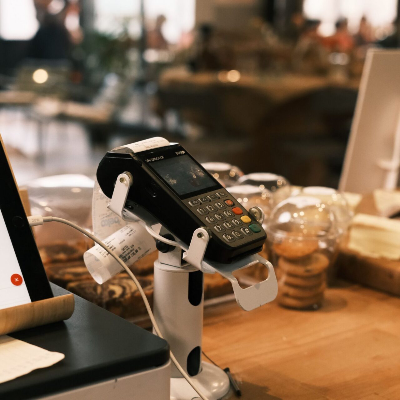 pin pad secured to counter as in-store technology