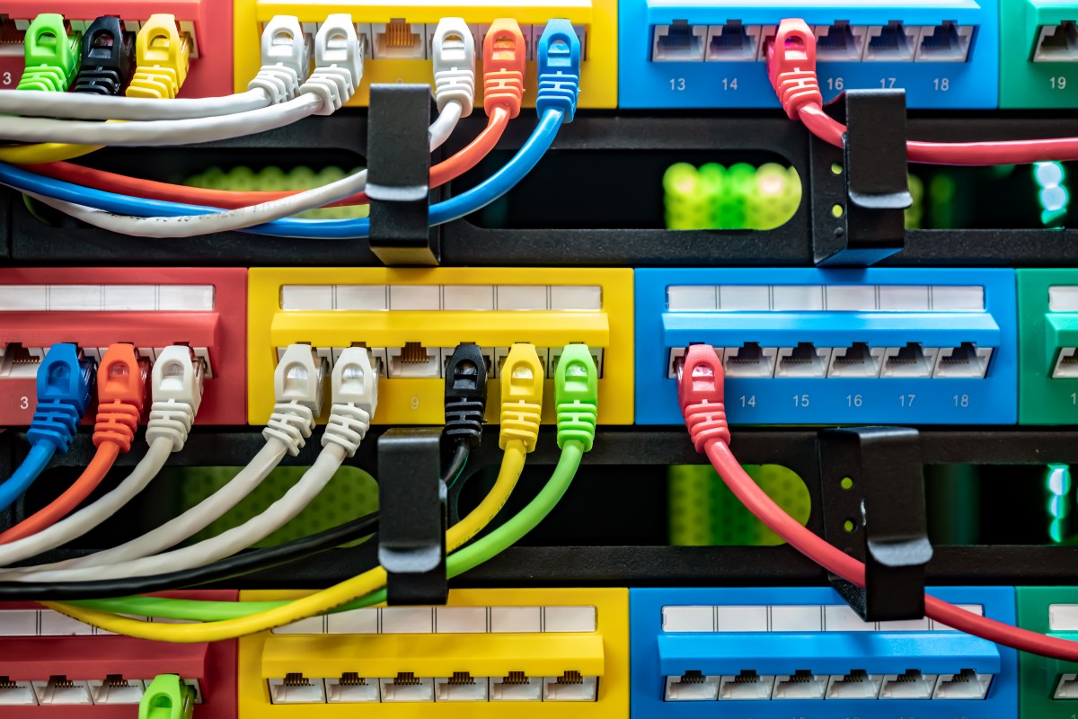network technician terminated cable rack
